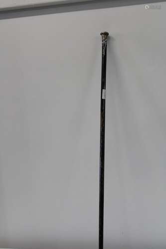 A Sterling silver topped ebonised walking stick 92cm in leng...