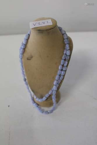 A pale blue quartz necklace with a 925 silver clasp