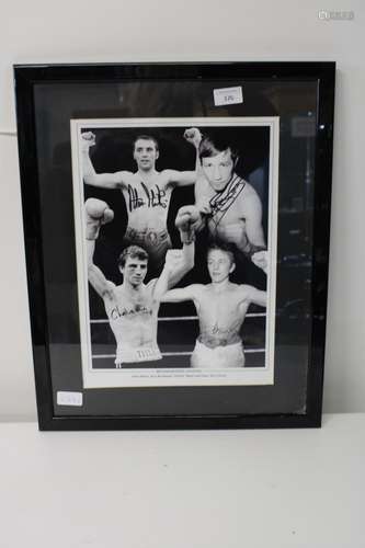 A framed & signed photo of British boxing legends with COA t...