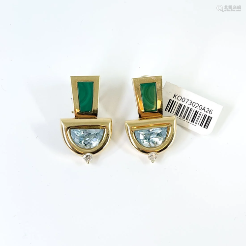 Blue topaz and malachite earrings