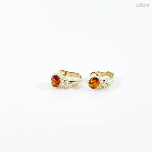 14 Karat Gold Amber Earrings