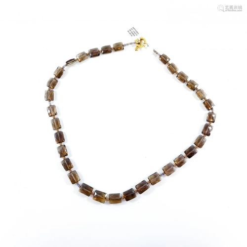 Smokey Quartz with Gold and Sapphires necklace