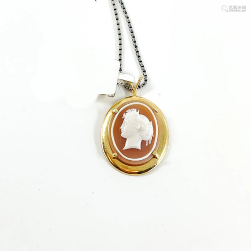 Italian Carved Cameo Necklace Pendant