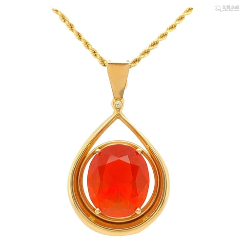 Mexican Fire Opal Pendant