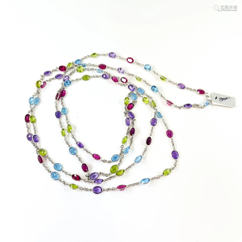 Pink Tourmaline and Multi-Gemstone Necklace