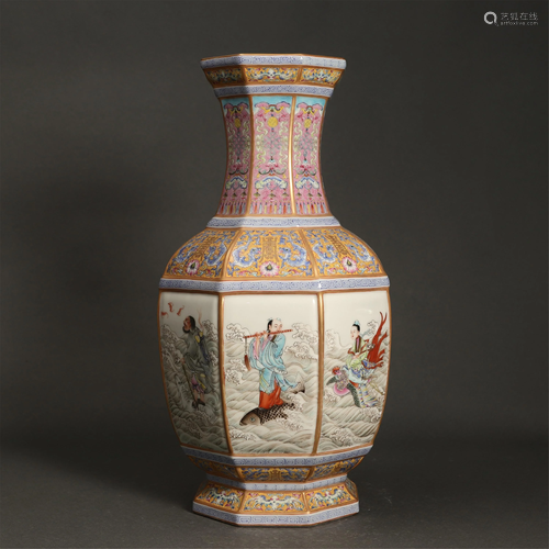 A CHINESE FAMILLE ROSE EIGHT IMMORTALS VASE