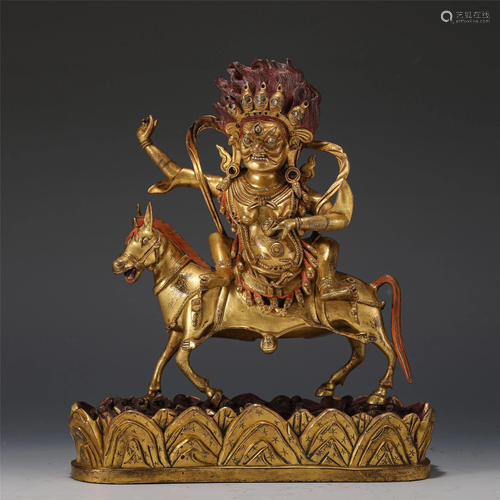 A TIBETAN GILT BRONZE PALDEN LHAMO