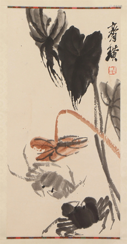 A CHINESE PAINTING OF CRABS