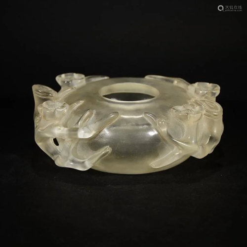 18th Century CRYSTAL CARVING BASIN WITH PLUM