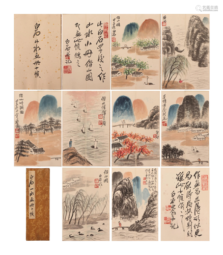 A CHINESE PANTING ALBUM OF LANDSCAPES AND FIGURES