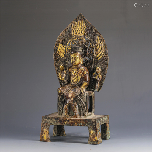 A CHINESE BRONZE GILT BUDDHA STATUETTE