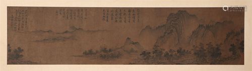 A CHINESE PAINTING OF LANDSCAPE AND FIGURES