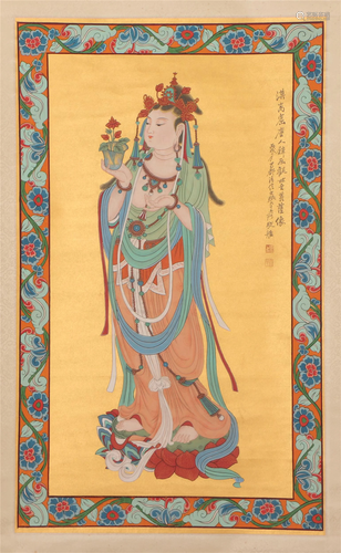 A CHINESE PAINTING OF GUANYIN BUDDHA