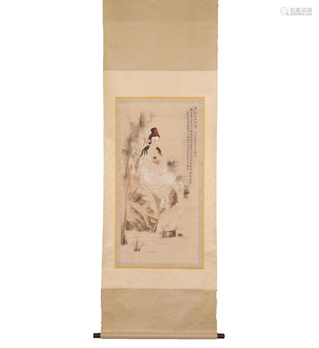 A CHINESE SCROLL PAINTING OF BUDDHA