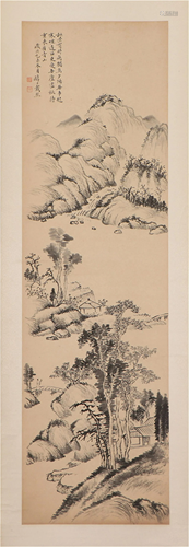 A CHINESE PAINTING OF LANDSCAPE AND FIGURE