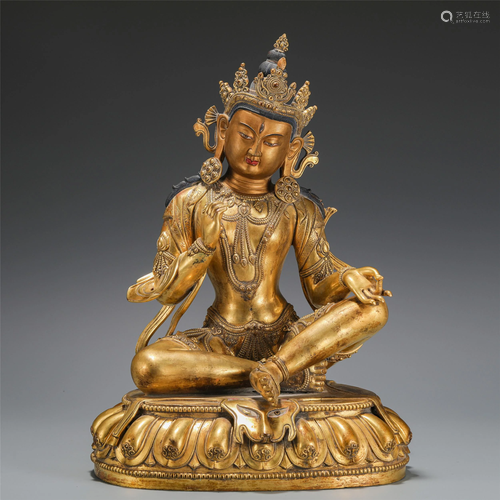 A CHINESE GILT BRONZE BODHISATTVA