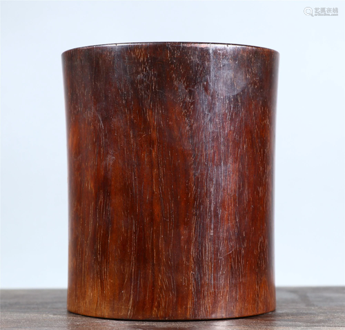 A CHINESE HUANGHUALI WOOD BRUSH-POT