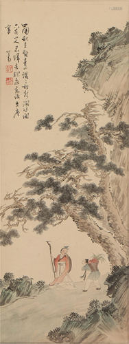 A CHINESE PANTING OF LANDSCAPES AND FIGURES