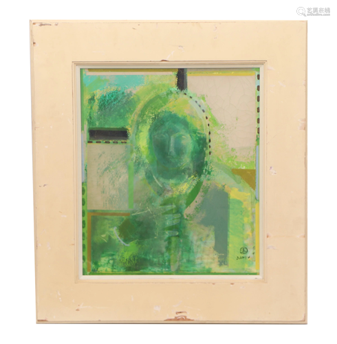 A FRAMED CHINESE FIGURE PAINTING