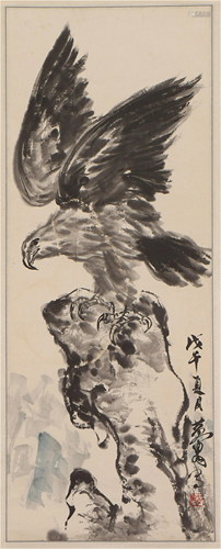 A CHINESE INK PAINTING OF EAGLE