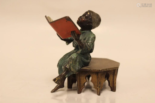 Vienna Bronze Polychrome Boy in Reading