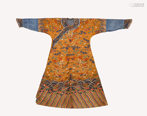 A CHINESE YELLOW GROUND DRAGON ROBE