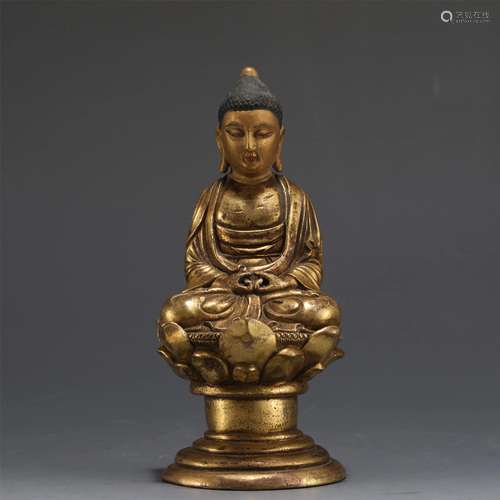 A TIBETAN GILT BRONZE KSITIGARBHA