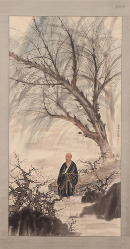 A CHINESE PAINTING OF FIGURE UNDER WILLOW TREE