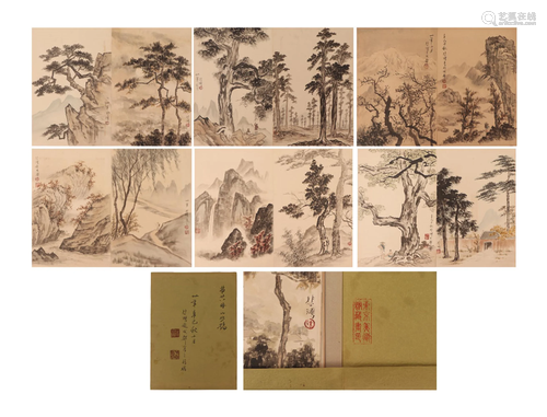 A CHINESE PAINTING ALBUM OF LANDSCAPES AND FIGURES