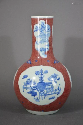 QIANLONG BLUE AND COPPER RED VASE