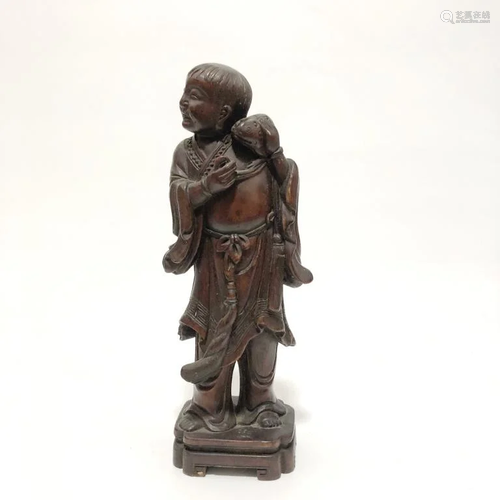 Chinese Wood Carved Liuhai Figural