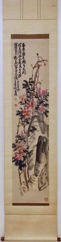 Chinese ink Color Scroll Painting, Wu Changshuo