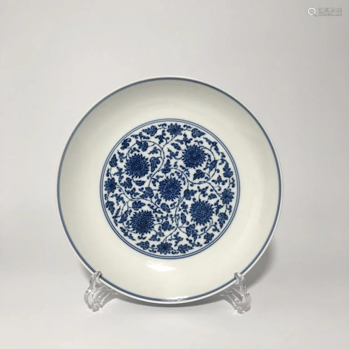 Chinese Blue and White Porcelain Plate,Mark