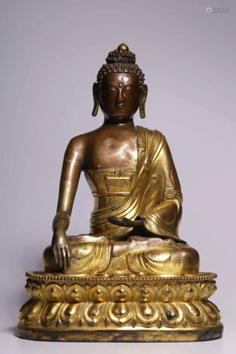 Ming Chinese Gilt Bronze Buddha