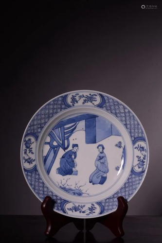 Chinese Blue and White Porcelain Plate,Mark