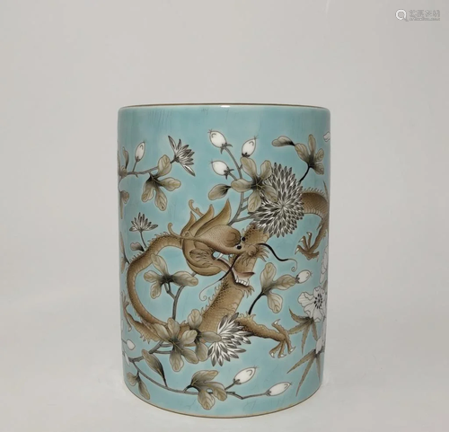 Chinese Famille Rose Porcelain Brushpot,Mark