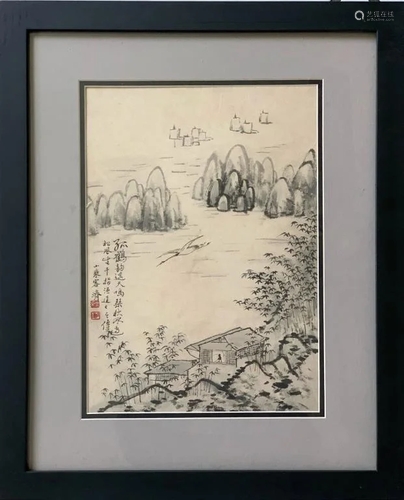 Chinese ink Color Landscape Painting,