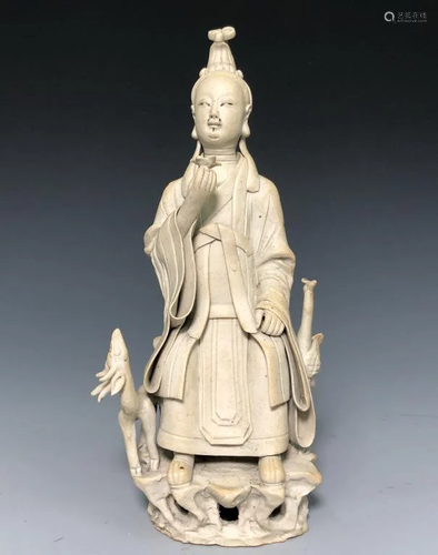 Chinese Blanc De Glazed Porcelain Buddha