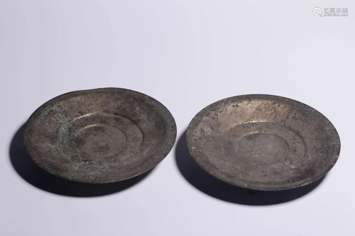 Pair of Chinese Pewter Trays