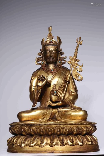 Chinese Gilt Bronze Buddha,Qing