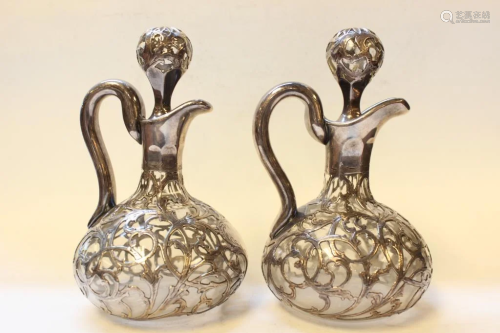 Pair of Silver & Cut Crystal Decanter