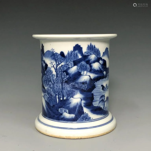 Chinese Blue and White Porcelain Brushpot,Mark