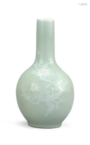 WHITE-ON-CELADON PORCELAIN VASE