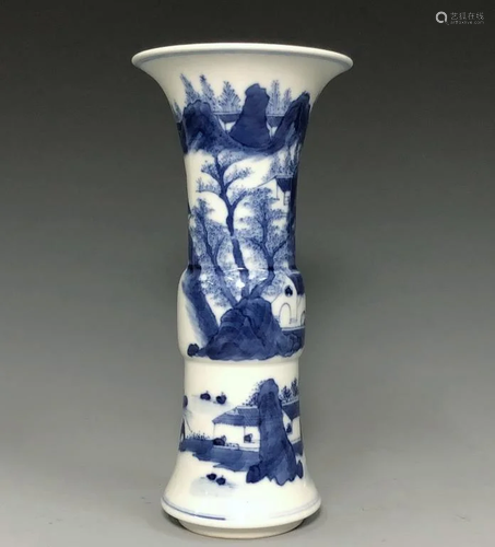 Chinese Blue and White Porcelain Gu Vase