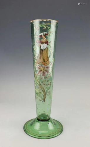 Lrg19C Bohemian Glass Enamel Vase