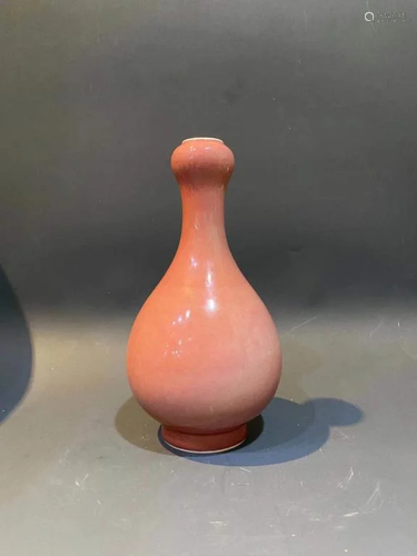 Chinese Red Glazed Porcelain Vase,Mark