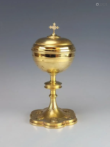 Lrg Antique Gilt Sterling Silver Ciborium