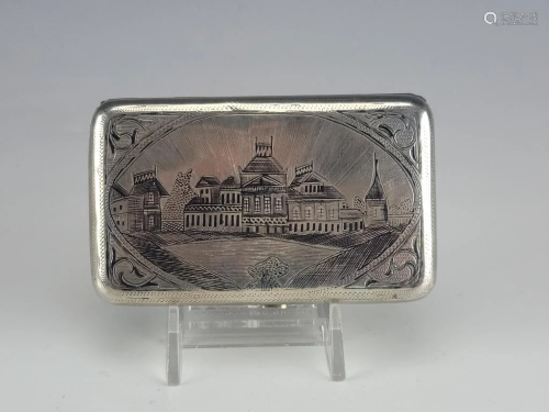 19C Russian Silver Niello Cigarette case