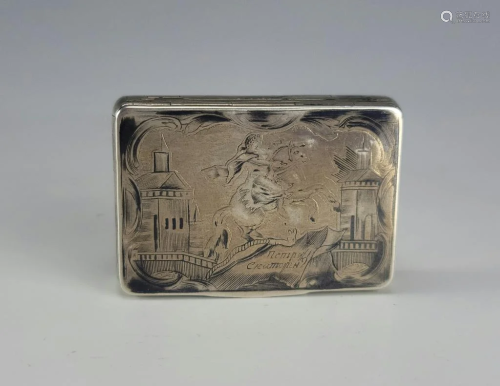 19C Russian Silver Niello Snuff Box 1826