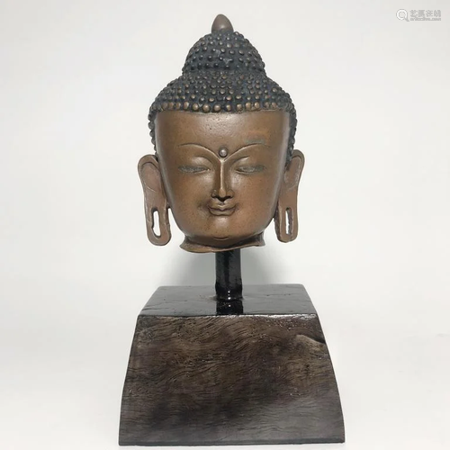 Chinese Bronze Buddha Head